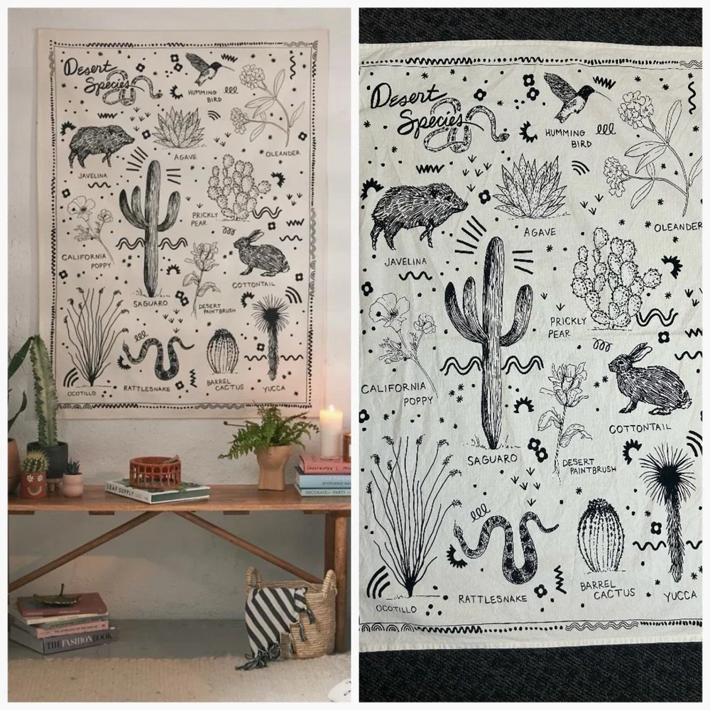 Desert Species Cotton Canvas Tapestry Wall Hanging Home Decor Art Poster Boho